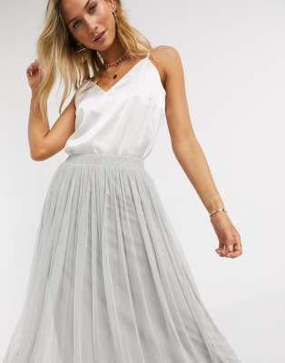 Tulle maxi skirt gray sale