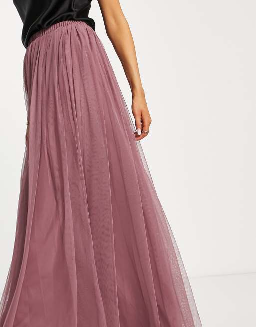 Mauve tulle shop midi skirt