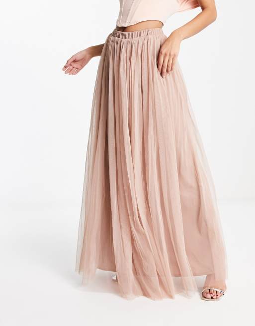 Beauut tulle maxi skirt in mink | ASOS