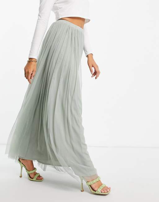 Sage green outlet maxi skirt