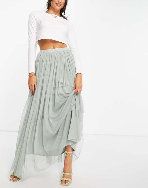 Green tulle 2024 maxi skirt uk