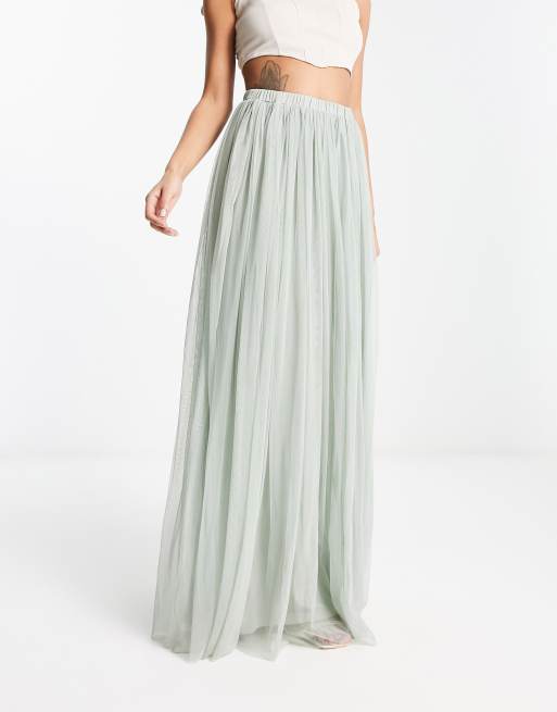 Beauut tulle maxi skirt in sage green ASOS