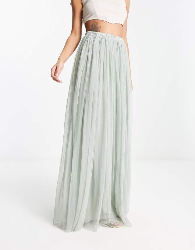 Beauut tulle maxi skirt in sage green