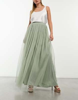Beauut Tulle Maxi Skirt In Sage Green In Green