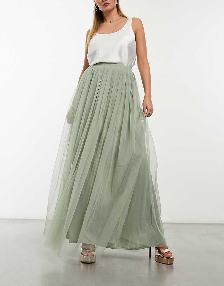 Beauut tulle maxi skirt in Sage Green