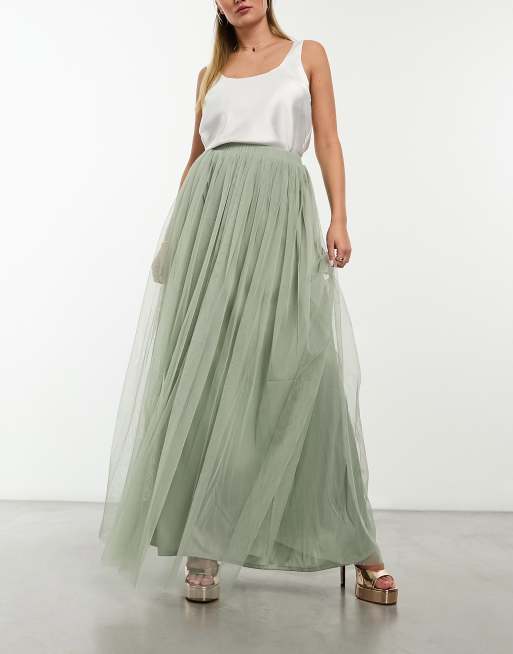 Beauut tulle maxi skirt in Sage Green ASOS