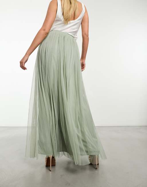 Tulle maxi 2025 skirt sage