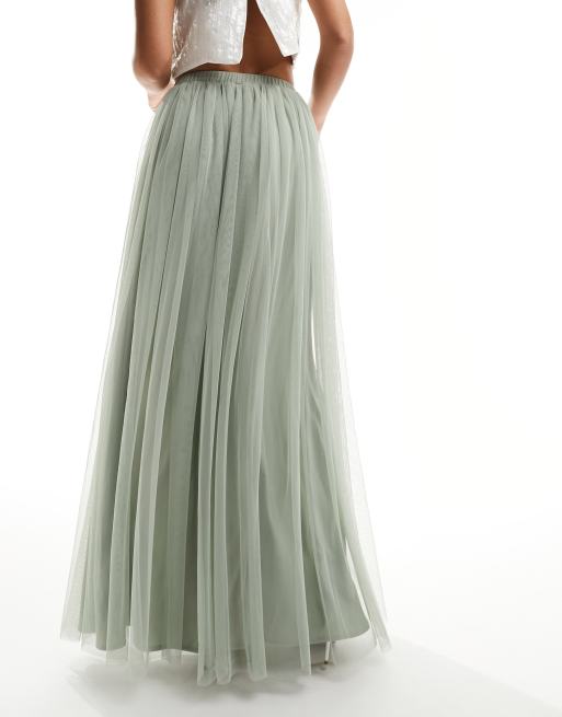 Beauut tulle maxi skirt in Sage Green