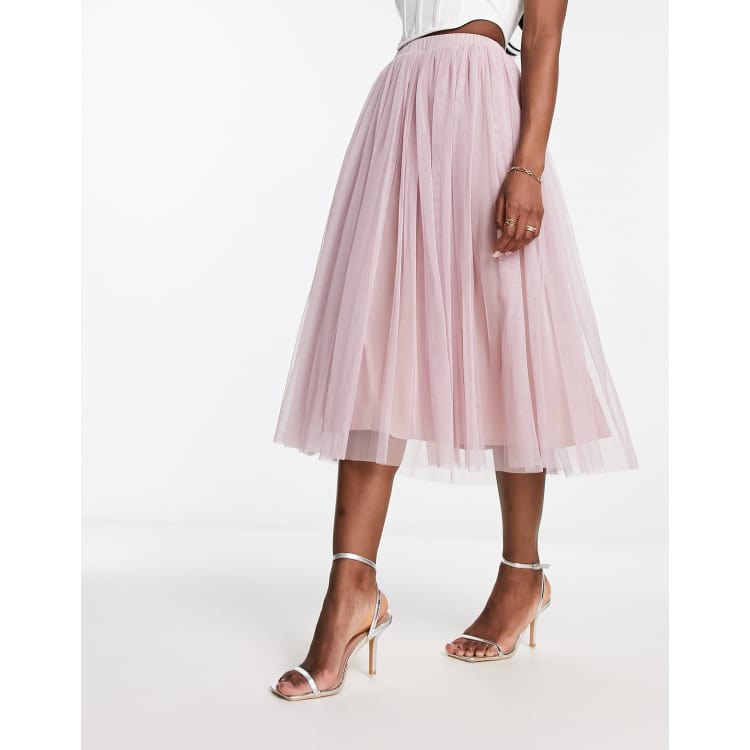 Tulle midi 2025 skirt blush