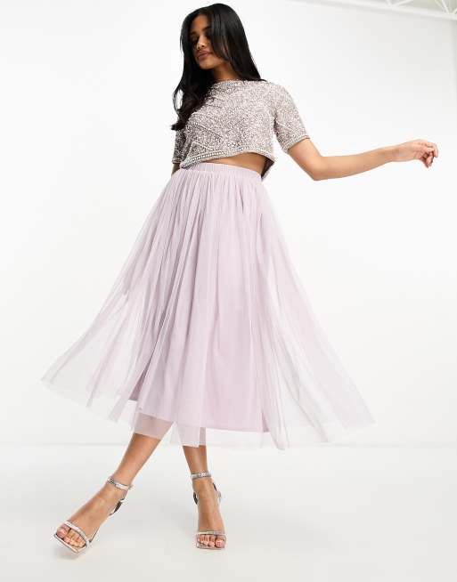 Asos tulle cheap midi skirt