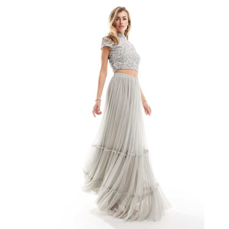 Grey tulle skirt maxi hotsell