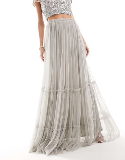 Beauut tulle maxi skirt in sage green