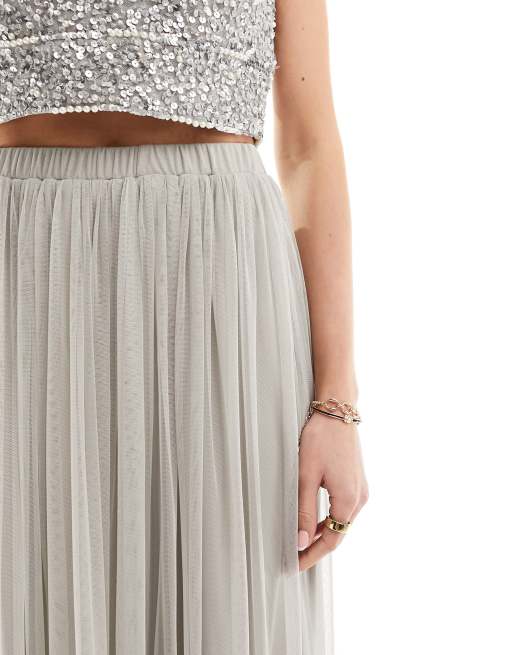 Grey tiered maxi skirt best sale