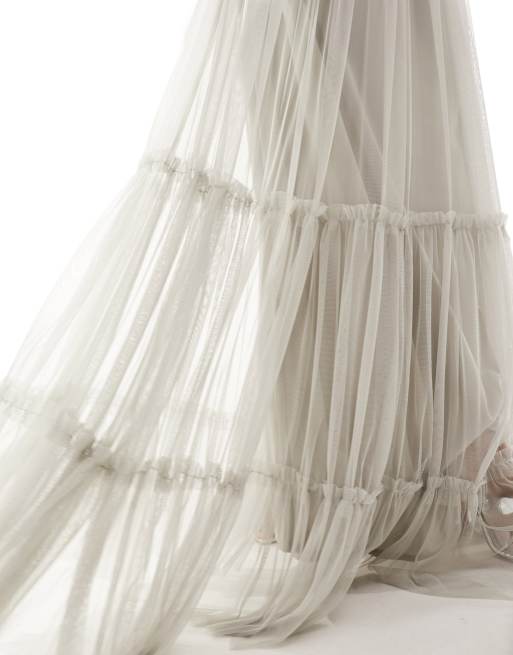 Beauut tulle tiered maxi skirt in grey (part of a set), 4 of 5