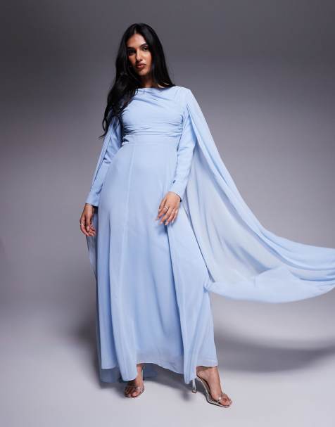 Beauut Yalina cape sleeve maxi dress in ice blue