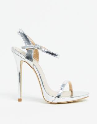 BEBO barely there heeled sandals in silver