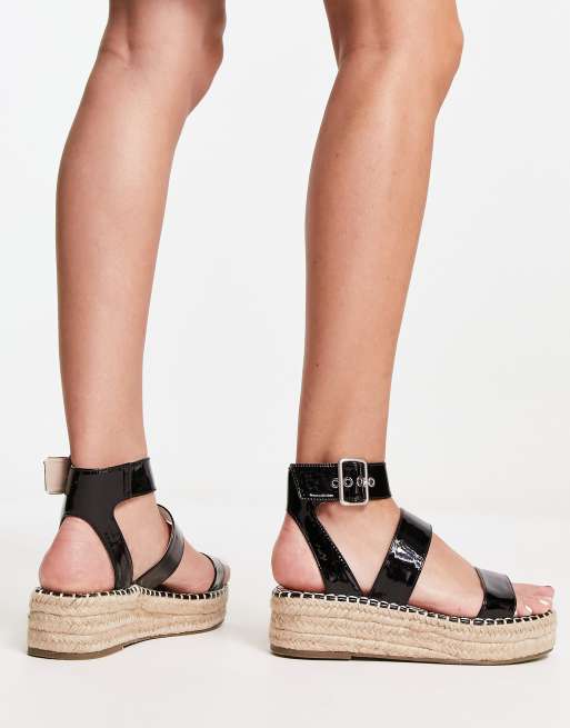 Bebo three part espadrille black patent | ASOS