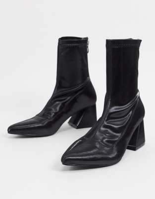 sock boots with block heel