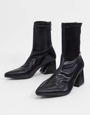 BEBO block heel sock boots in black