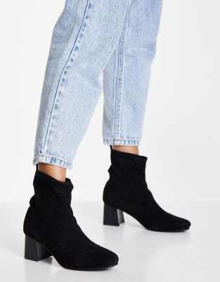 black suede round toe booties