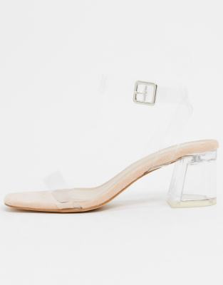 mid heel clear sandals