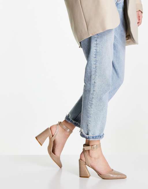 BEBO - Daisy - Schoenen met halfhoge hak in beige met krokodillenmotief