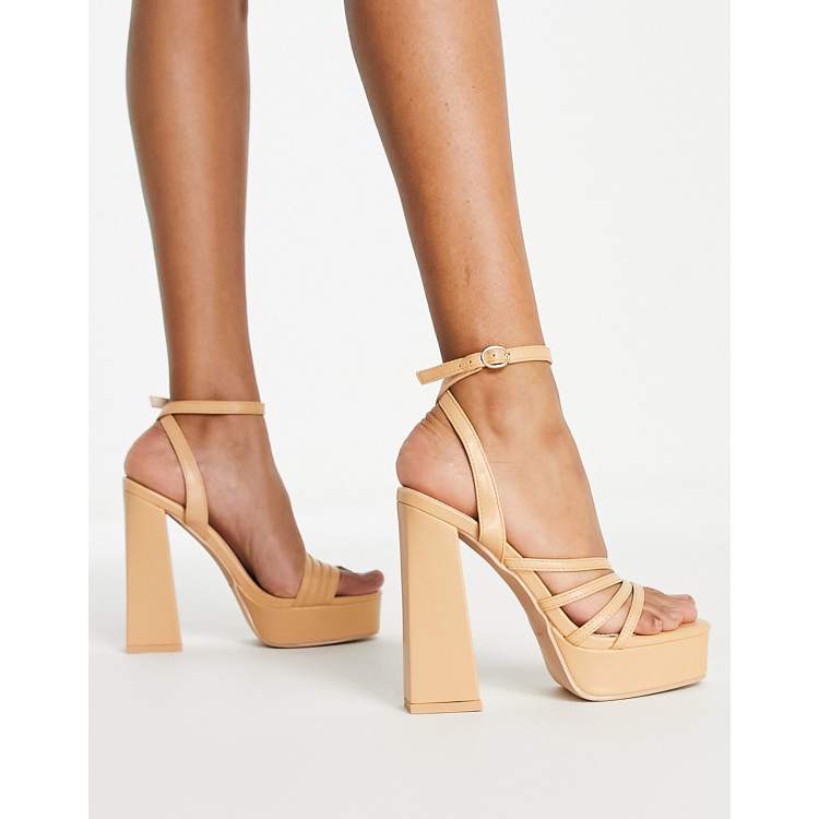 BEBO estelia strappy 90 s platform heeled sandals in beige ASOS