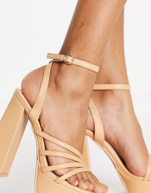 BEBO estelia strappy 90 s platform heeled sandals in beige ASOS