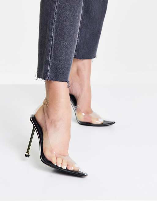 BEBO Flaura clear pointed heels in black