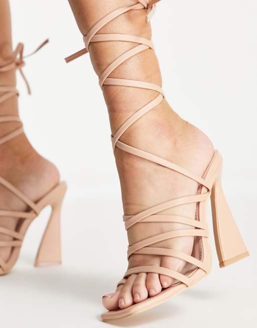 BEBO – Harperr – Riemchensandaletten in Beige mit Beinschnürung und eckiger Zehenpartie, 2 von 4