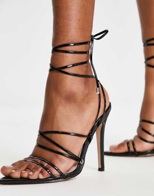 Black strappy store tie up sandals