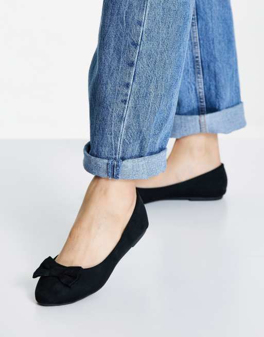 Black suede ballet discount flats