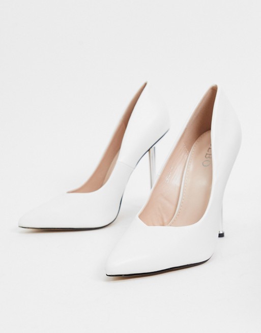 BEBO pointed heeled court shoes in white