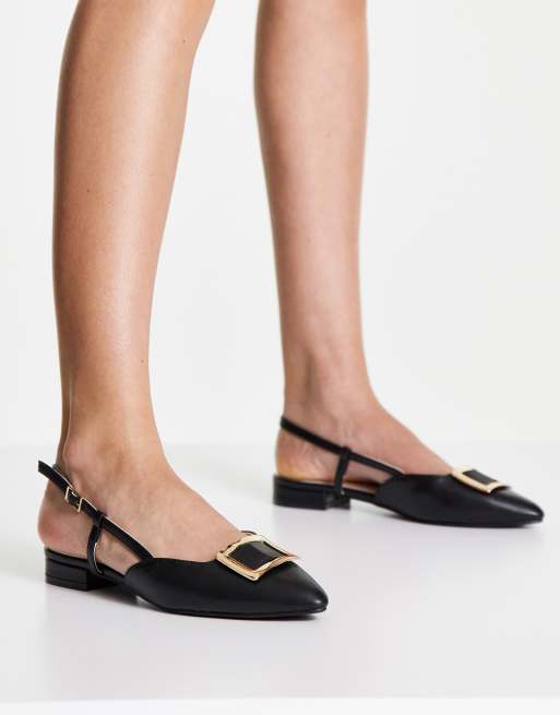 sling back black flats