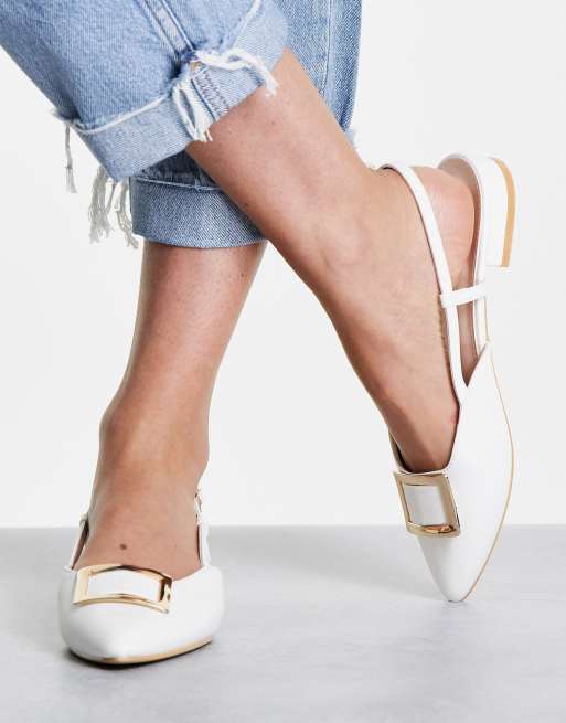 BEBO - Rashi - Puntige slingback ballerina's in wit, 3 van 4