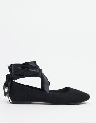 black ballet shoes with ribbon