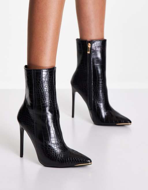 BEBO shima heeled ankle boot in black croc