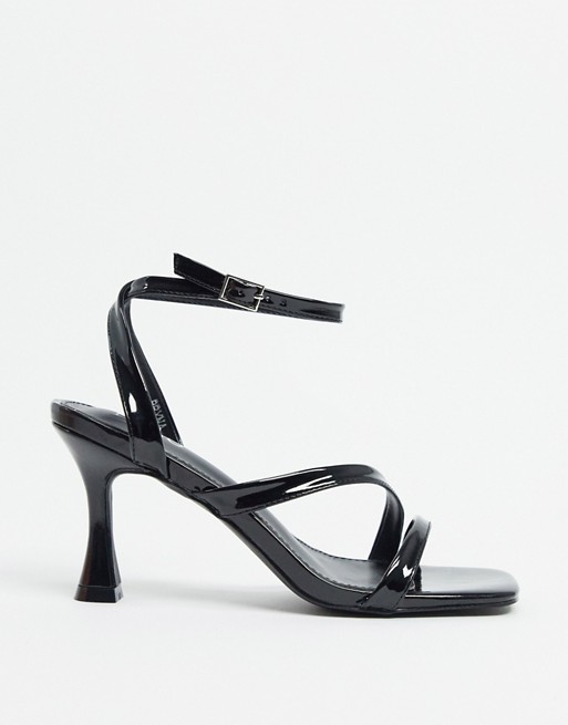 BEBO strappy square toe mid heeled sandals in black | ASOS