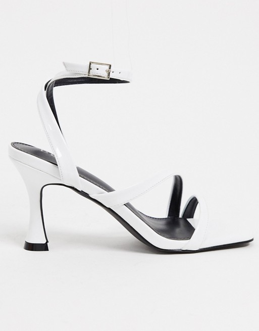 BEBO strappy square toe mid heeled sandals in white