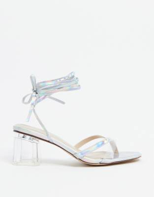 clear and silver sandals