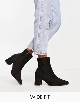 Bebo Wide Fit Mollie heeled ankle boots in black