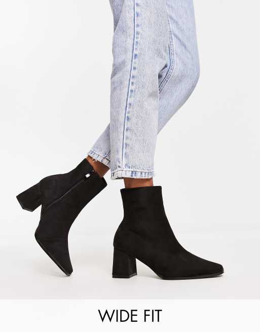 Bebo Wide Fit Mollie heeled ankle boots in black | ASOS