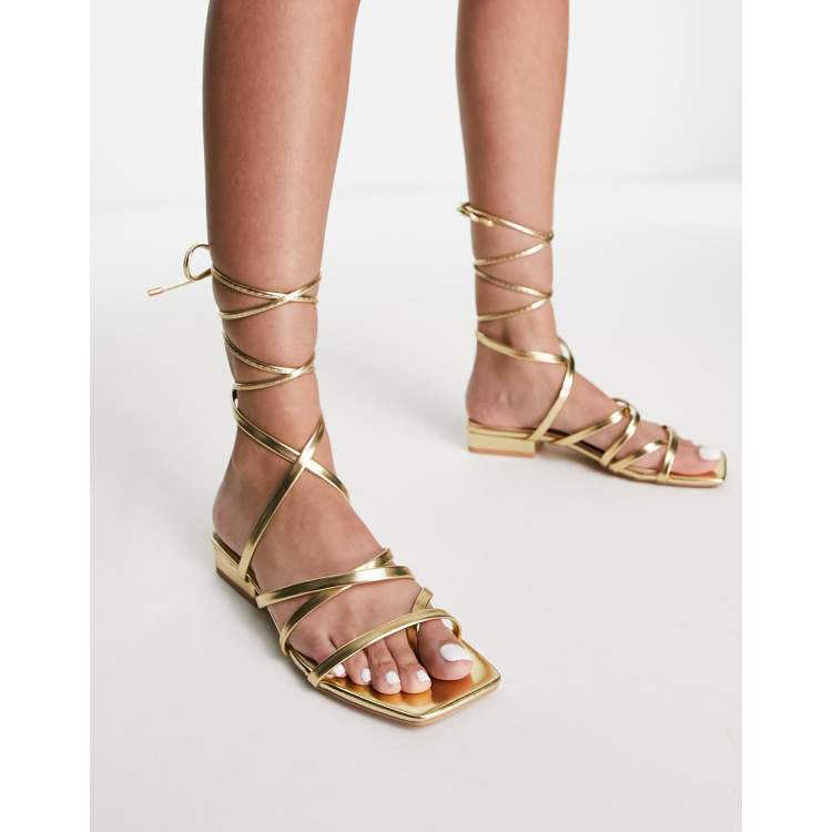 Gold lace clearance up flats