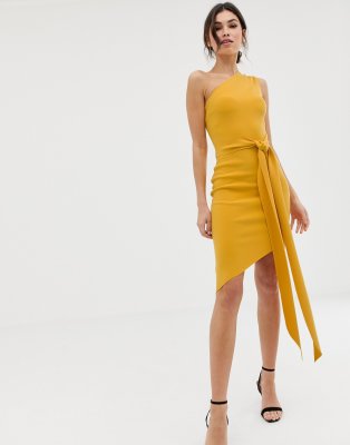 bec and bridge yellow one shoulder dress