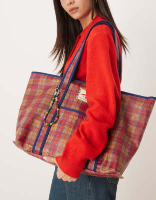 Becksondergaard aubrey coated large tote bag in country check print