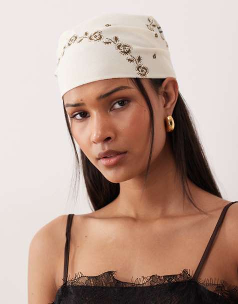 Becksondergaard bloom paisley cotton headscarf in cream - view 1