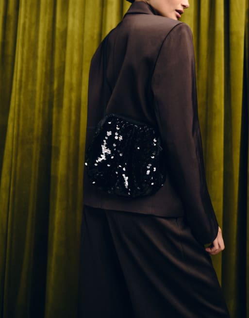 Becksondergaard - Bonita - Pochette in paillettes nera con tracolla, 3 di 4