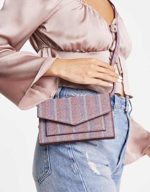 Becksondergaard - Borsa a tracolla blu e viola a righe