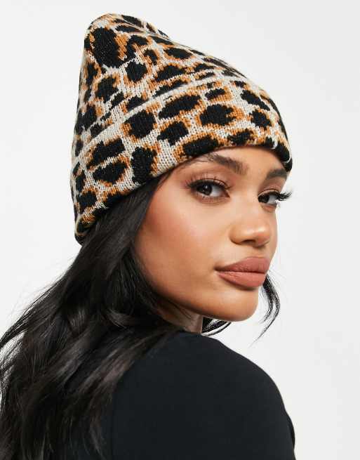 Becksondergaard – Brązowa czapka beanie w zwierzęcy wzór