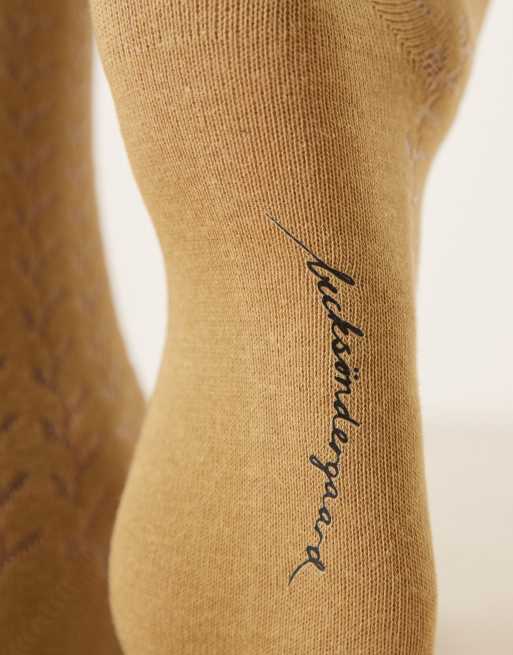 Becksondergaard - Calzini traforati verde kaki con volant, 2 di 3